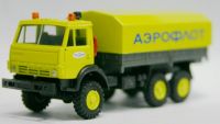 0211 модель грузового автомобиля темный борт, желтый тент, оранжевая мигалка