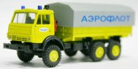 0212 модель грузового автомобиля желт борт, серый тент, синяя мигалка